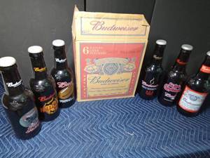 lot 294 image: 6) 15 budweiser collector bottles in original box