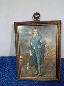 lot 300 image: Vintage Boy Blue picture and frame