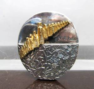 lot 31 image: Sculptural Sterling Silver & Bronze Broch Pendant by Artist & Sculptor Mirtala Bentov