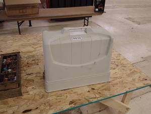lot 30 image: New Home Model 106 Sewing Machine with Thread Spools and Wooden Organizer