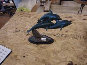 lot 49 image: Bronze statue of three dolphins