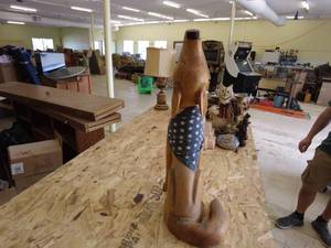 lot 137 image: Howling Dog carved Statue