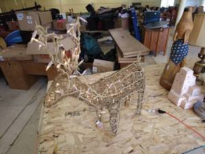 lot 138 image: Lighted Decorative Reindeer Sculpture