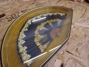 lot 139 image: Framed Decorative Fan with Floral Design