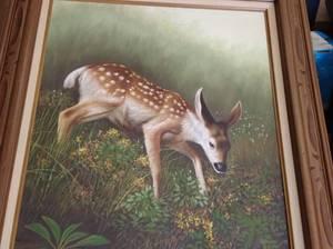 lot 161 image: Framed Deer Artwork by E. Risen