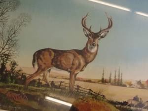 lot 162 image: Vintage Framed Deer Artwork Print