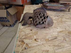 lot 172 image: Vintage Iron Fish-Shaped Lantern