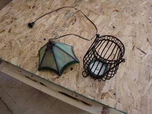 lot 180 image: Stained Glass Hanging Light Fixture