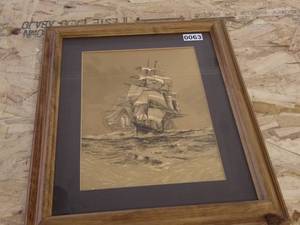 lot 63 image: Framed Maritime Artwork of Sailing Ship
