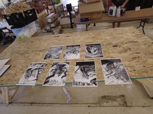 lot 71 image: Lot of 7 Vintage Aliens Comic Art Posters by Mark A. Nelson
