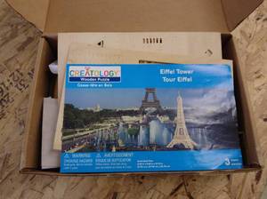 lot 89 image: 3d Wooden Puzzle of Eiffel Tower- new in box