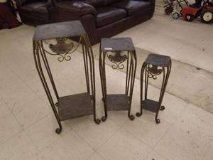 lot 205 image: Set of 3 Vintage Metal Plant Stands