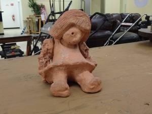 lot 214 image: Terracotta Sitting Girl Garden Statue