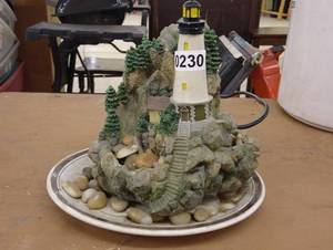 lot 230 image: Lighthouse and Rock Garden Decoration with built-in Water Feature