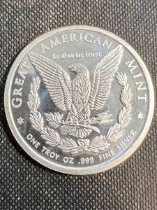 1 TROY OZ .999 FINE SILVER MORGAN DOLLAR DESIGNED ROUND