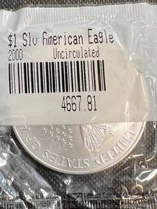 2000 AMERICAN SILVER EAGLE 1 TROY OZ .999 FINE SILVER UNC