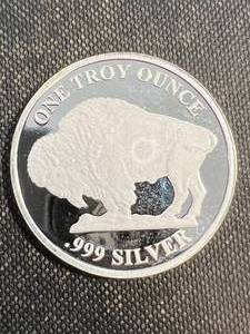 1 TROY OZ .999 FINE SILVER BUFFALO INDIAN ROUND