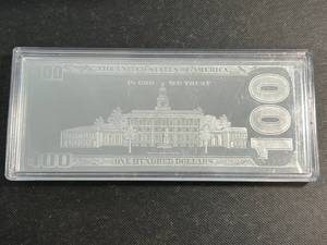 4 TROY OZ .999 FINE SILVER $100 BILL DESIGNED BAR IN CASE