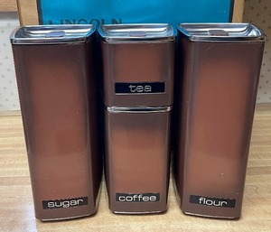 Vintage 1970s Lincoln Beauty Ware Canisters -NEW IN THE ORIGINAL BOX