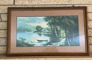 Antique N. J. Lake Hopatcong Printed Matted and Framed