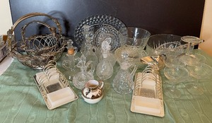Cruet Collection with Hofbauer Byrdes Cruet, Vintage Toast Racks, Silverplate Baskets etc