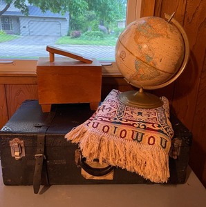 Vintage Suitcase, Throw, Globe, Shoe Kit