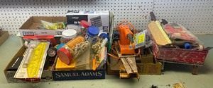 Household Repair Miscellaneous Lot, Painting Supplies, Hardware, Flashlights etc.