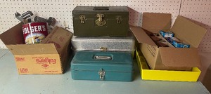 Vintage Metal Tacklebox, Tool Boxes and Misc.