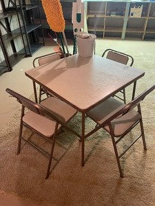 Folding Card Table and four chairs, Garbage Cans, Misc.