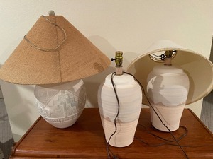 Three Southwest Style Decor Lamps Pottery Lamps with Shades