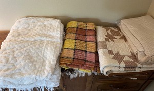 Full Size Chenille Bed Spread with Fringe, Quilt Full Cotton Satin Trim Full