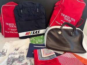 Travel Bag Lot with Vintage Scandinavian Airlines Travel Bag New SAS and Tour Bags