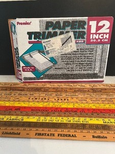 Vintage Promotional Yardstick Lot and Premier Paper Cutter