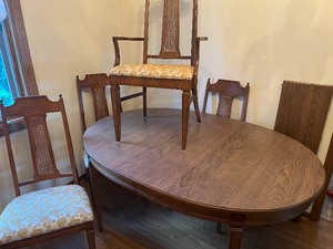 Dining Room Table and Four Cane Back Chairs