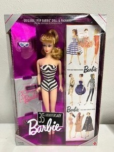 lot 64 image: 35th Anniversary Barbie NIB 1959 Original Barbie Doll Reproduction 1993