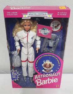 lot 25 image: Astronaut Barbie with Glow in the Dark Moon Rocks NIB The Career Collection 1994