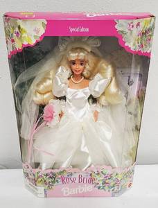 lot 47 image: Rose Bride Barbie NIB 1996
