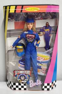 lot 69 image: NASCAR 50th Anniversary Barbie Doll NIB 1998