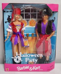 lot 73 image: Halloween Party Barbie and Ken Gift Set Target Special Edition 1998 NIB