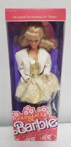 lot 117 image: Exclusively for Target Gold and Lace Barbie All Glitter and Glamour NRFB 1989