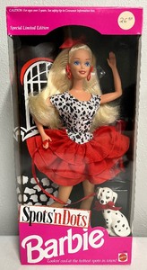 lot 163 image: Brunette Spots n Dots Special Limited Edition Barbie NRFB 1995