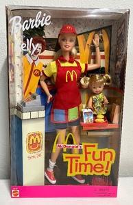 lot 168 image: McDonalds Fun Time Barbie and Kelly NIB 2001