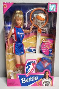lot 213 image: 1998 WNBA Barbie Womens Basketball Rebecca Logo NRFB