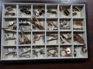 Lot Of Mens Jewelry-Cuff Links, Rings, Tie Tacks, Tie Bars & More (Not The Tray)