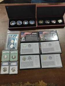 Collector Set Of JFK Half Dollars, Barbers & SBA Dollars