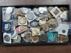 Collection Of Layered Gold & Silver Replica Coins & Tokens