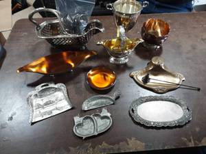 Lot Of Assorted Metal Serving Pieces