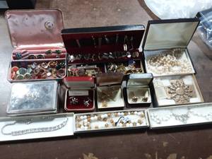 Vintage Jewelry, Cuff Links, Clip Earrings