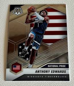 lot 5 image: Anthony Edwards RC 2020-21 Mosaic National Pride #252 Rookie Minnesota Timberwolves Basketball Card