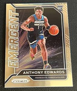 lot 16 image: Anthony Edwards RC 2020-21 Prizm Emergent Insert #3 Rookie Minnesota Timberwolves Basketball Card